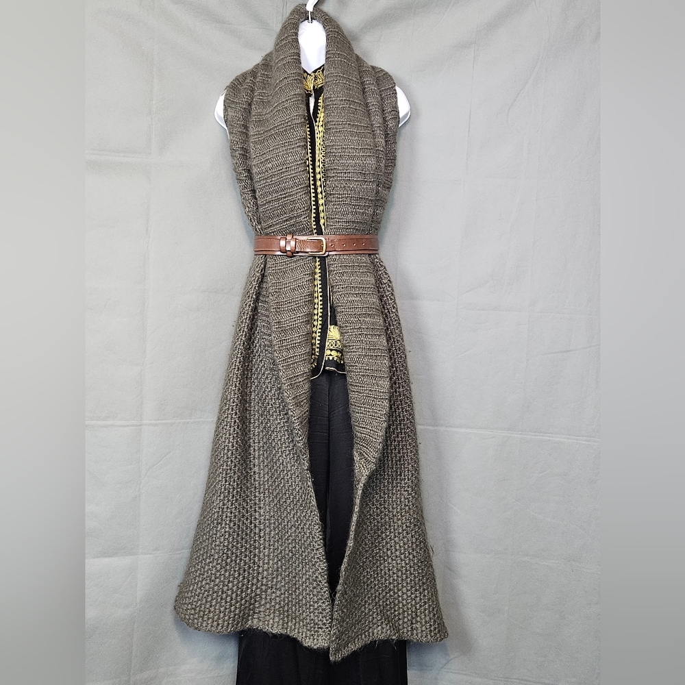Vintage Haider Ackermann shawl collar backless long knit vest